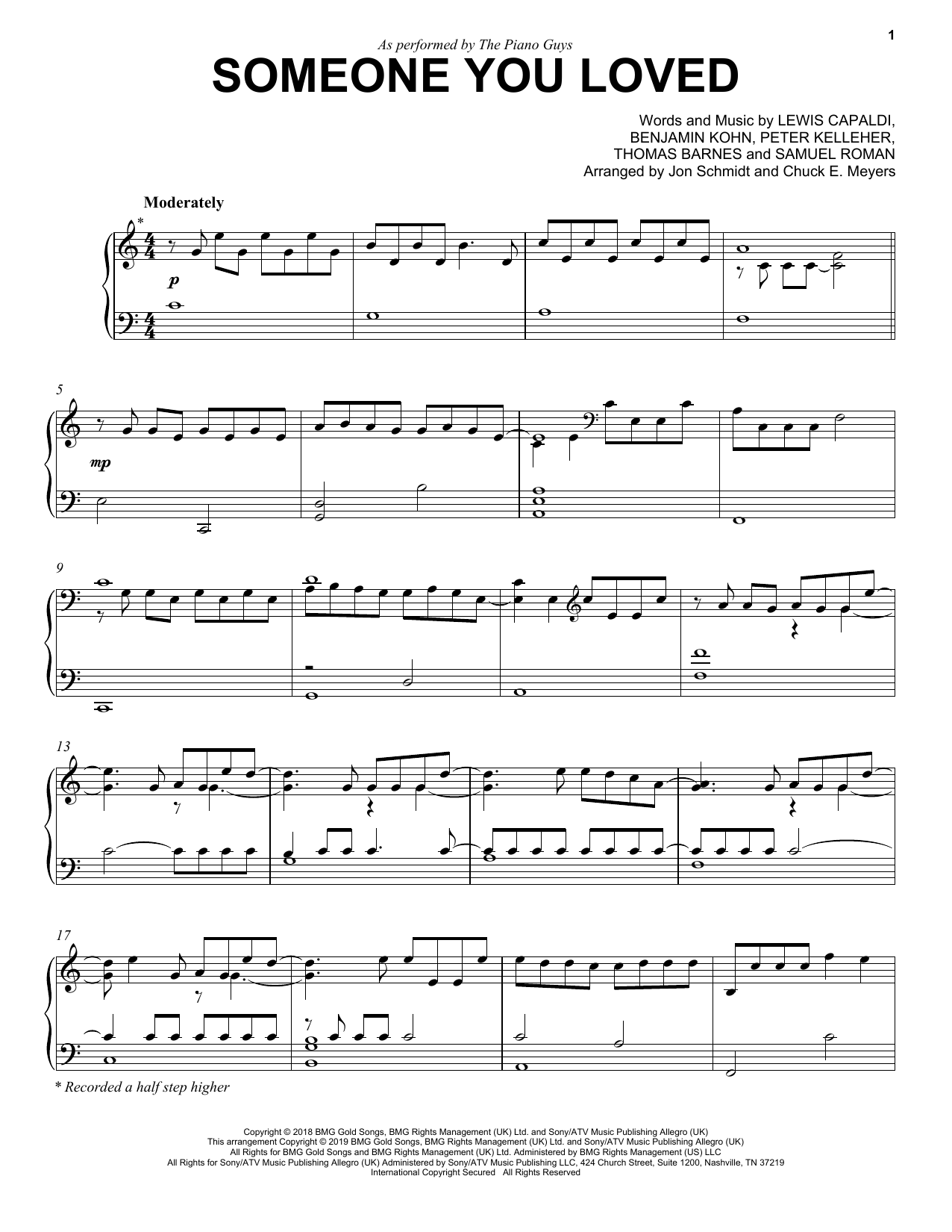 Download The Piano Guys Someone You Loved Sheet Music and learn how to play Cello and Piano PDF digital score in minutes