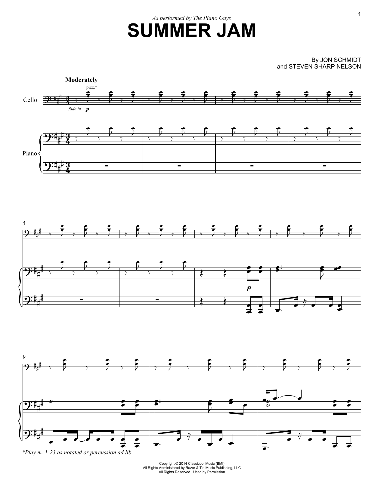 Download The Piano Guys Summer Jam Sheet Music and learn how to play Violin PDF digital score in minutes