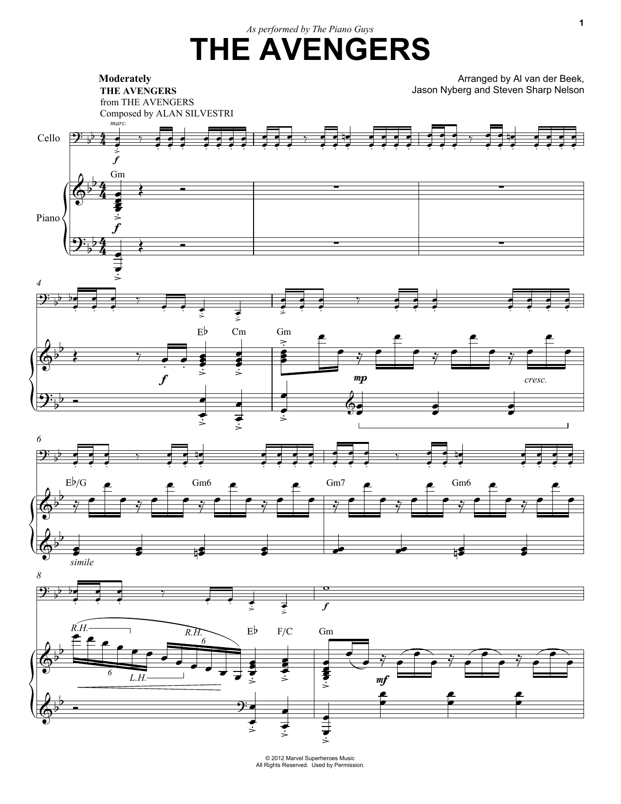 Download The Piano Guys The Avengers Sheet Music and learn how to play Cello and Piano PDF digital score in minutes