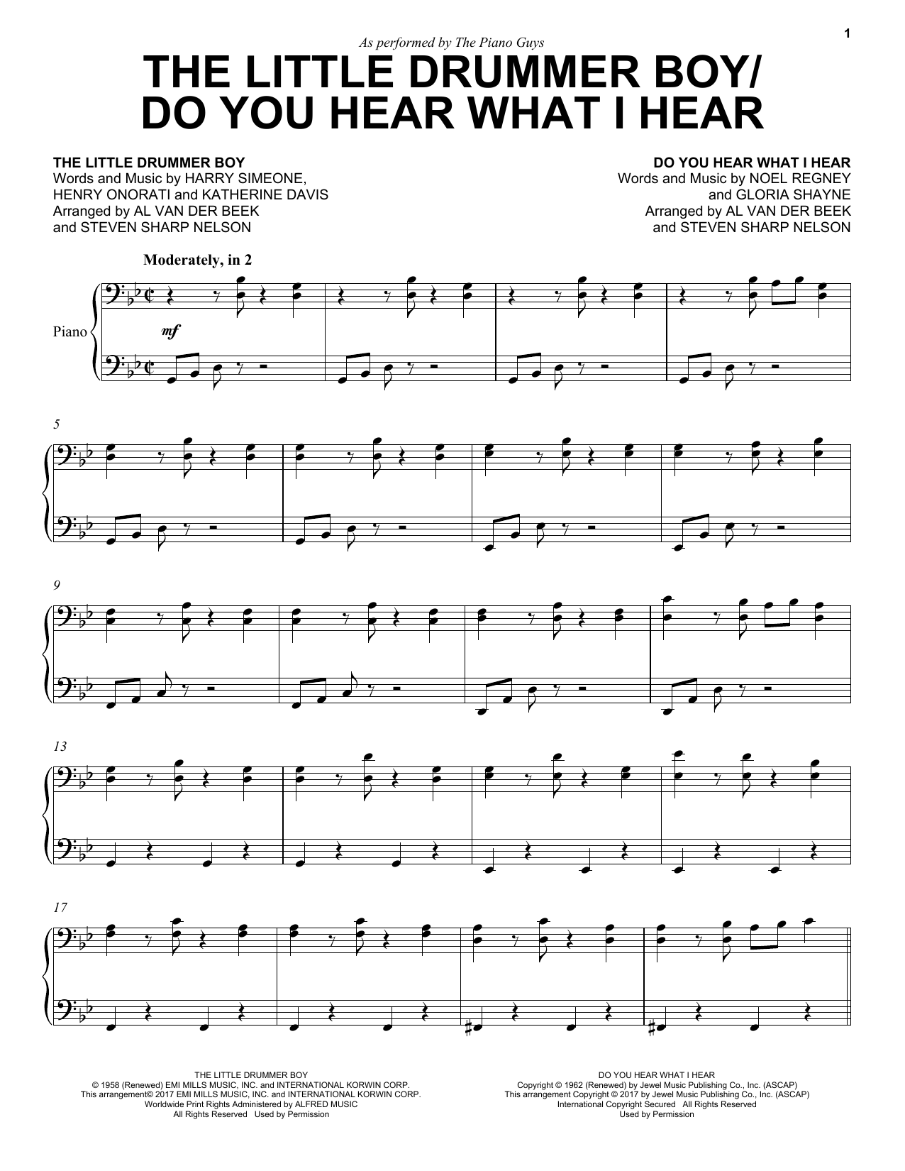 Download The Piano Guys The Little Drummer Boy/Do You Hear What I Hear Sheet Music and learn how to play Piano PDF digital score in minutes
