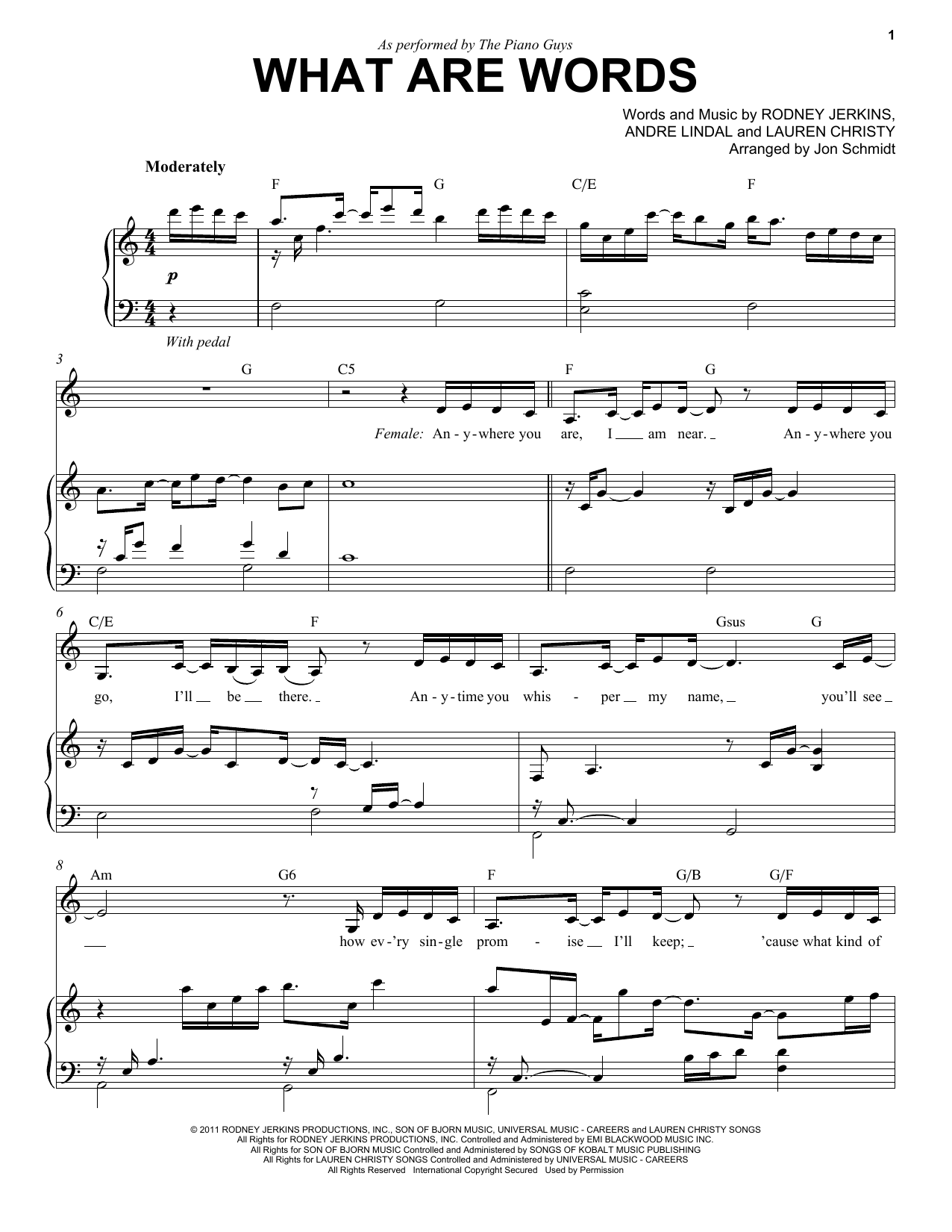 Download The Piano Guys What Are Words Sheet Music and learn how to play Piano PDF digital score in minutes