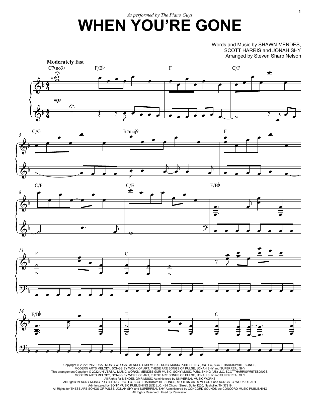 Download The Piano Guys When You're Gone Sheet Music and learn how to play Piano Solo PDF digital score in minutes