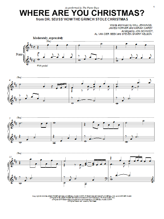 Download The Piano Guys Where Are You Christmas? Sheet Music and learn how to play Piano PDF digital score in minutes