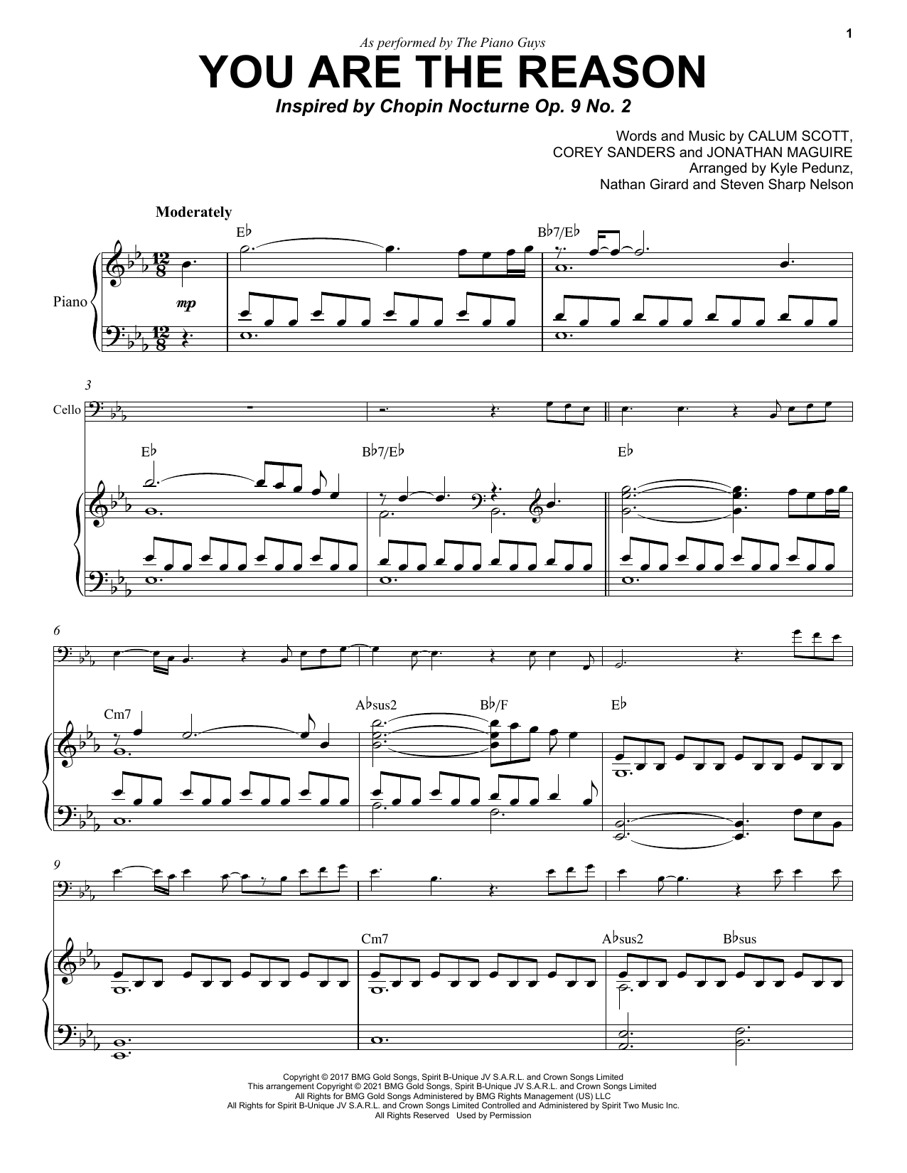 Download The Piano Guys You Are The Reason Sheet Music and learn how to play Cello and Piano PDF digital score in minutes