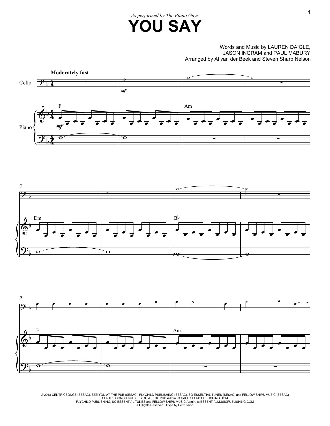 Download The Piano Guys You Say / Sonata Pathétique Sheet Music and learn how to play Cello and Piano PDF digital score in minutes