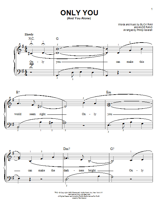 Download The Platters Only You (And You Alone) Sheet Music and learn how to play Easy Piano PDF digital score in minutes