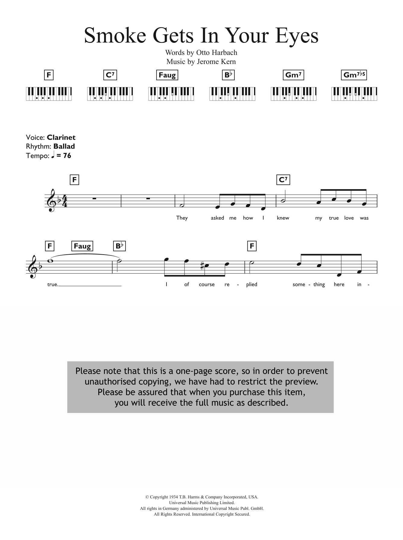 Download The Platters Smoke Gets In Your Eyes Sheet Music and learn how to play Keyboard PDF digital score in minutes