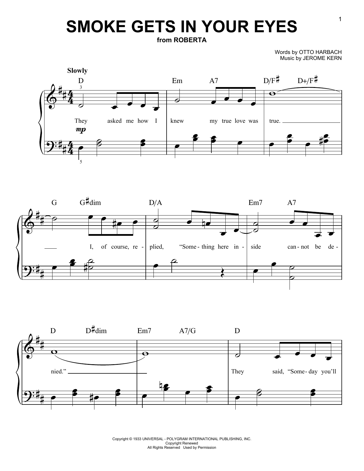 Download The Platters Smoke Gets In Your Eyes Sheet Music and learn how to play Easy Piano PDF digital score in minutes