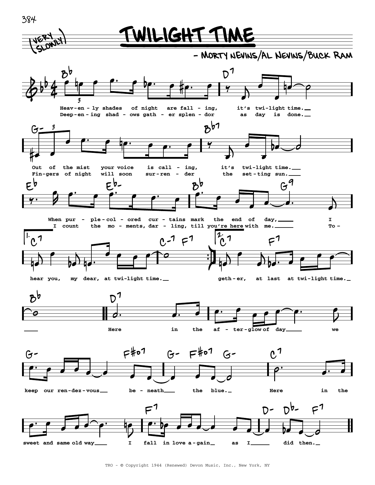 Download The Platters Twilight Time (High Voice) Sheet Music and learn how to play Real Book – Melody, Lyrics & Chords PDF digital score in minutes