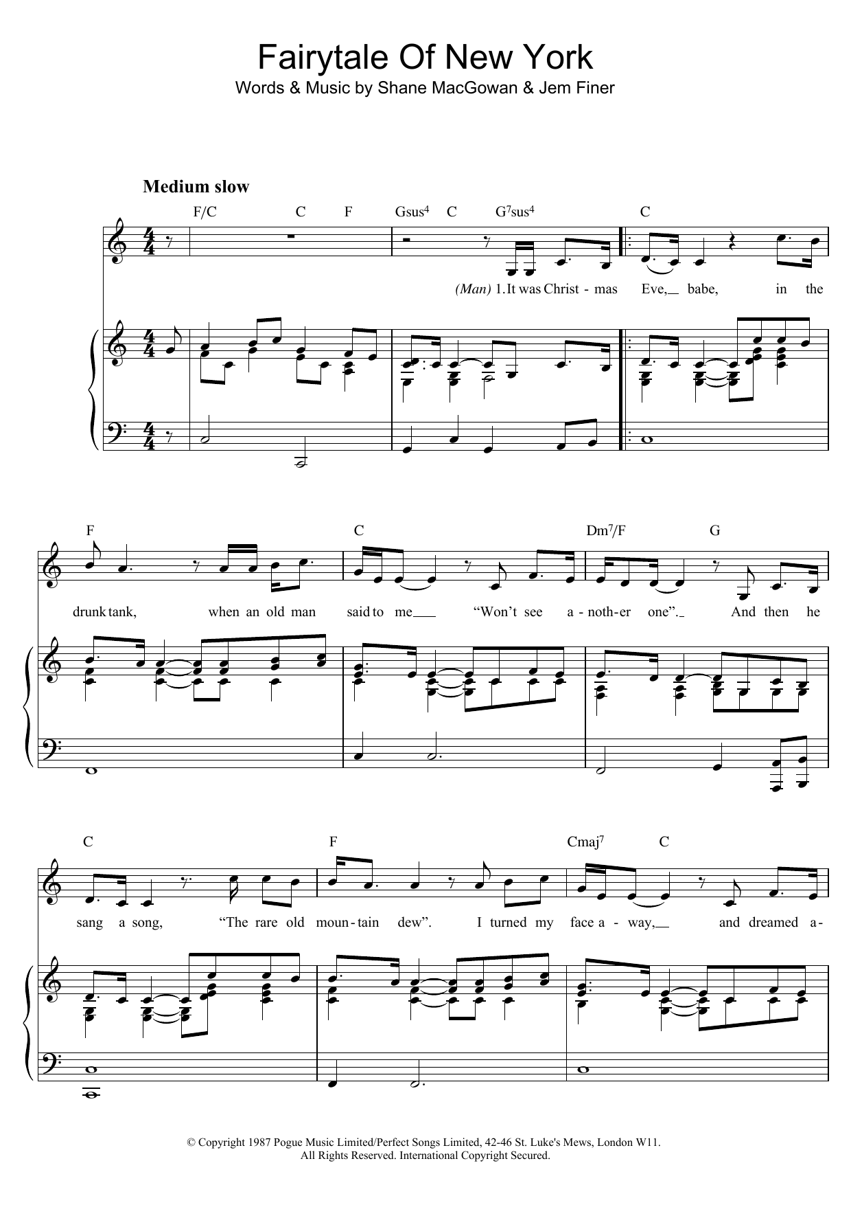 Download The Pogues & Kirsty MacColl Fairytale Of New York Sheet Music and learn how to play Alto Saxophone PDF digital score in minutes