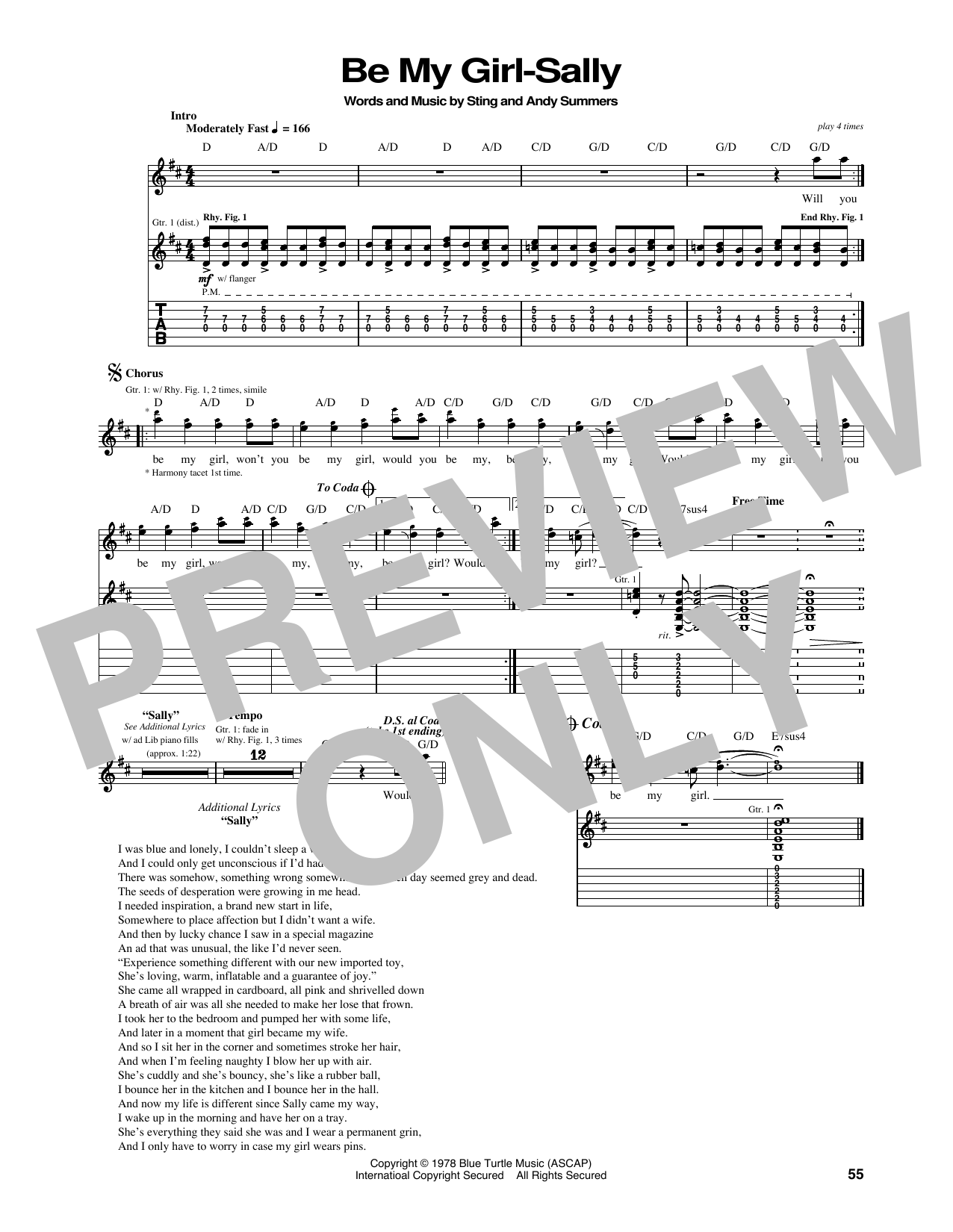 Download The Police Be My Girl Sheet Music and learn how to play Guitar Tab PDF digital score in minutes