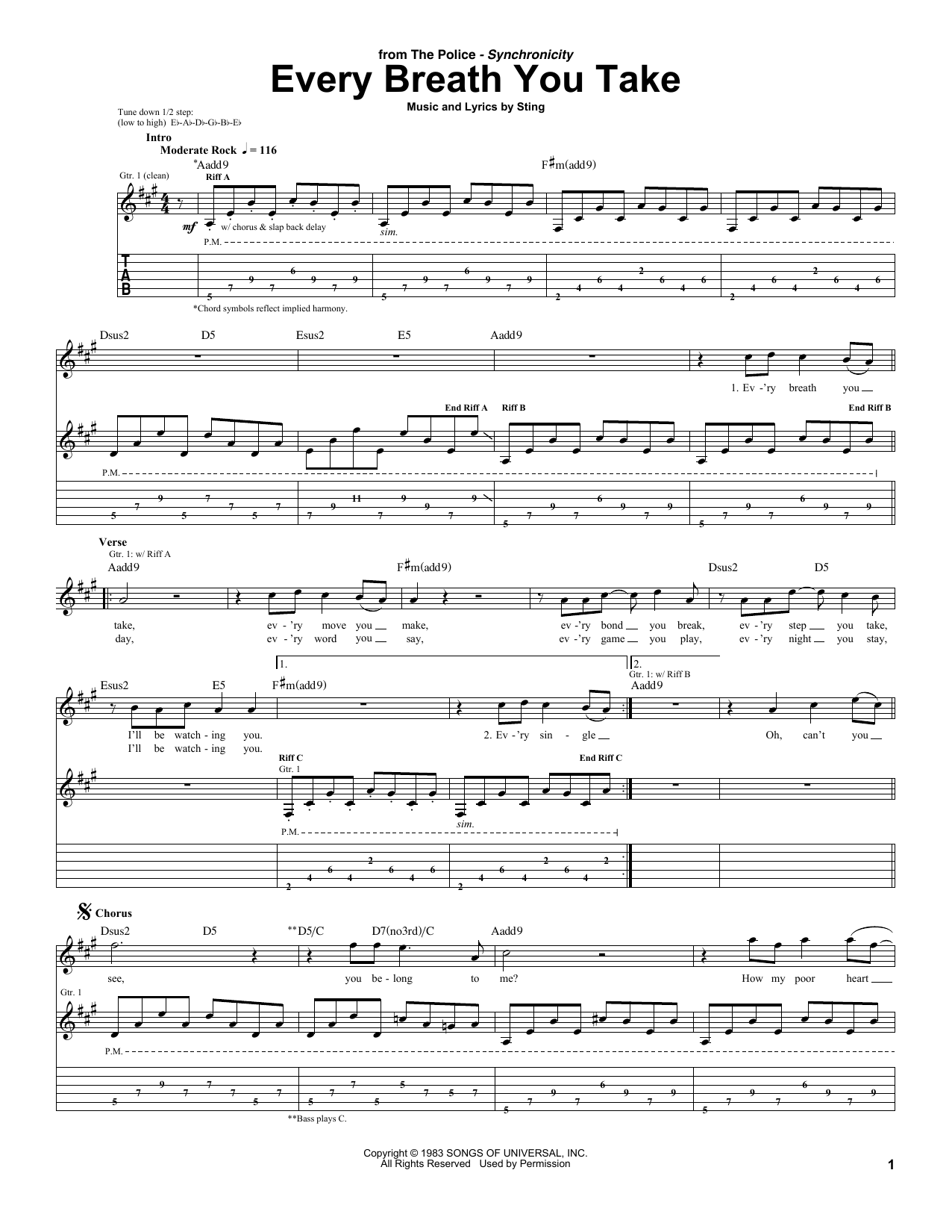 Download The Police Every Breath You Take Sheet Music and learn how to play Drums PDF digital score in minutes