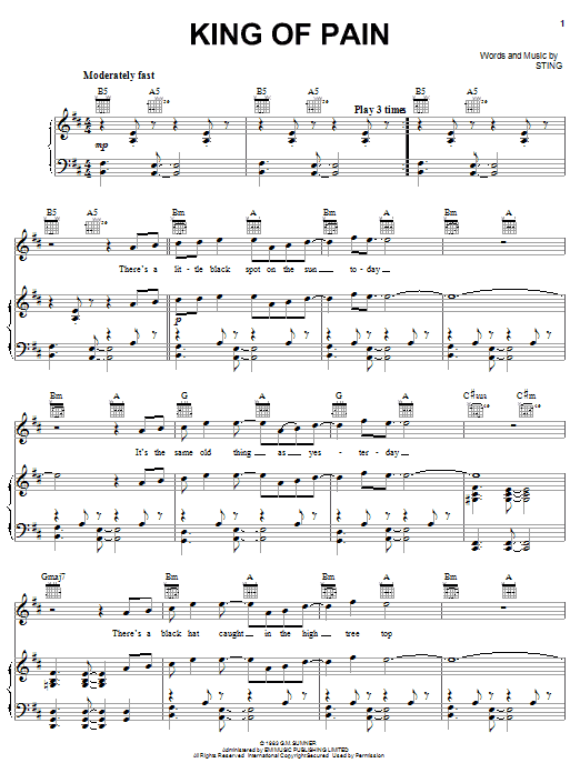 Download The Police King Of Pain Sheet Music and learn how to play Keyboard Transcription PDF digital score in minutes