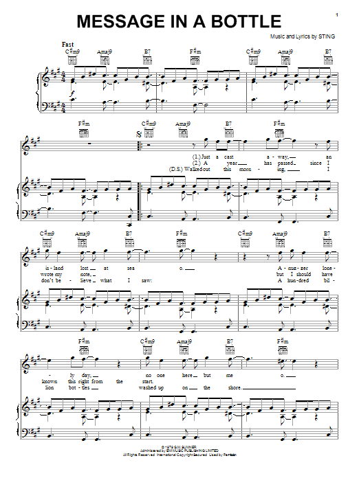 Download The Police Message In A Bottle Sheet Music and learn how to play Guitar Tab Play-Along PDF digital score in minutes
