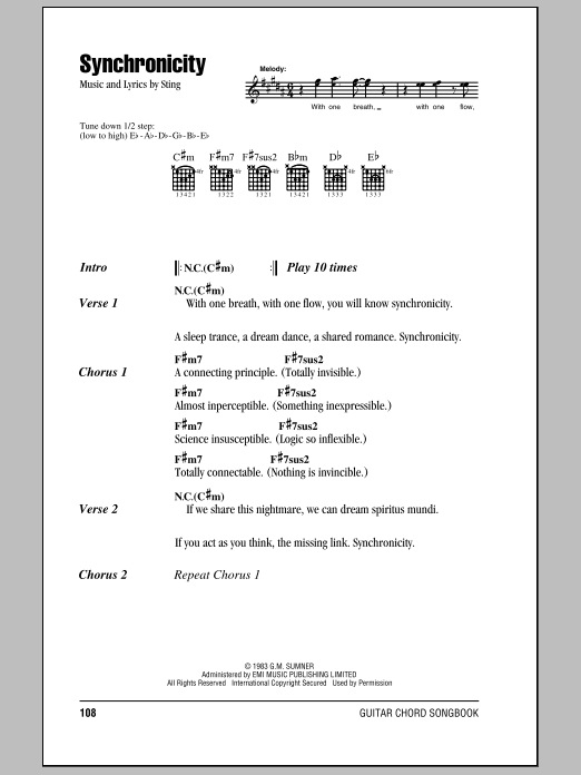 Download The Police Synchronicity Sheet Music and learn how to play Lyrics & Chords PDF digital score in minutes