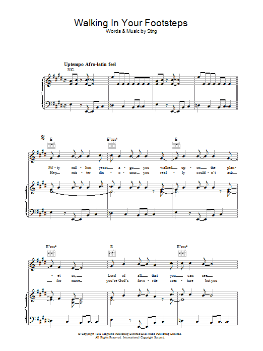 Download The Police Walking In Your Footsteps Sheet Music and learn how to play Piano, Vocal & Guitar (Right-Hand Melody) PDF digital score in minutes