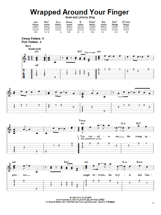 Download The Police Wrapped Around Your Finger Sheet Music and learn how to play Piano, Vocal & Guitar (Right-Hand Melody) PDF digital score in minutes