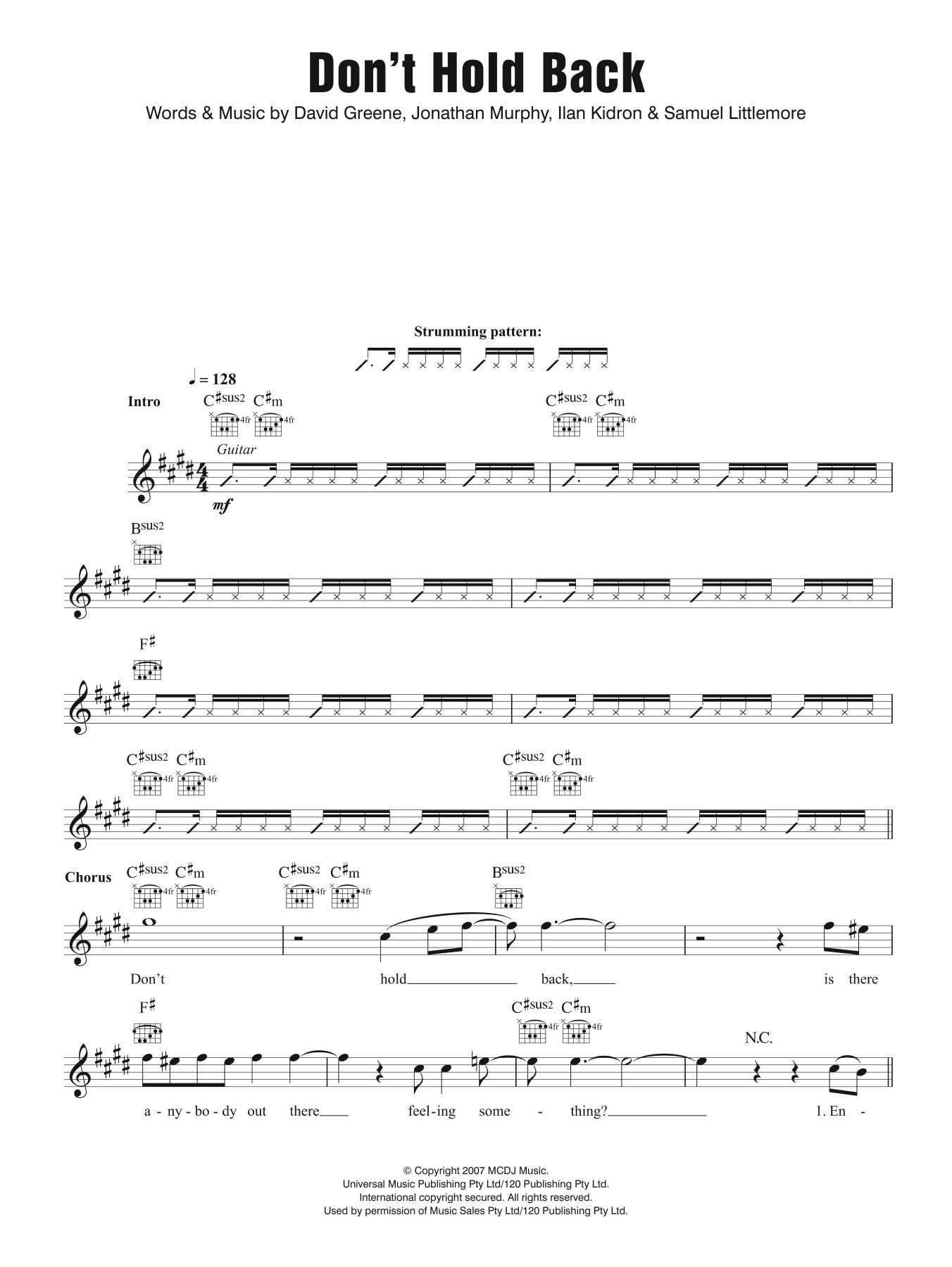 Download The Potbelleez Don't Hold Back Sheet Music and learn how to play Melody Line, Lyrics & Chords PDF digital score in minutes