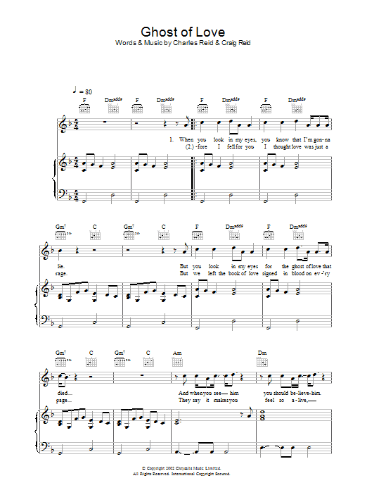 Download The Proclaimers Ghost Of Love Sheet Music and learn how to play Piano, Vocal & Guitar PDF digital score in minutes