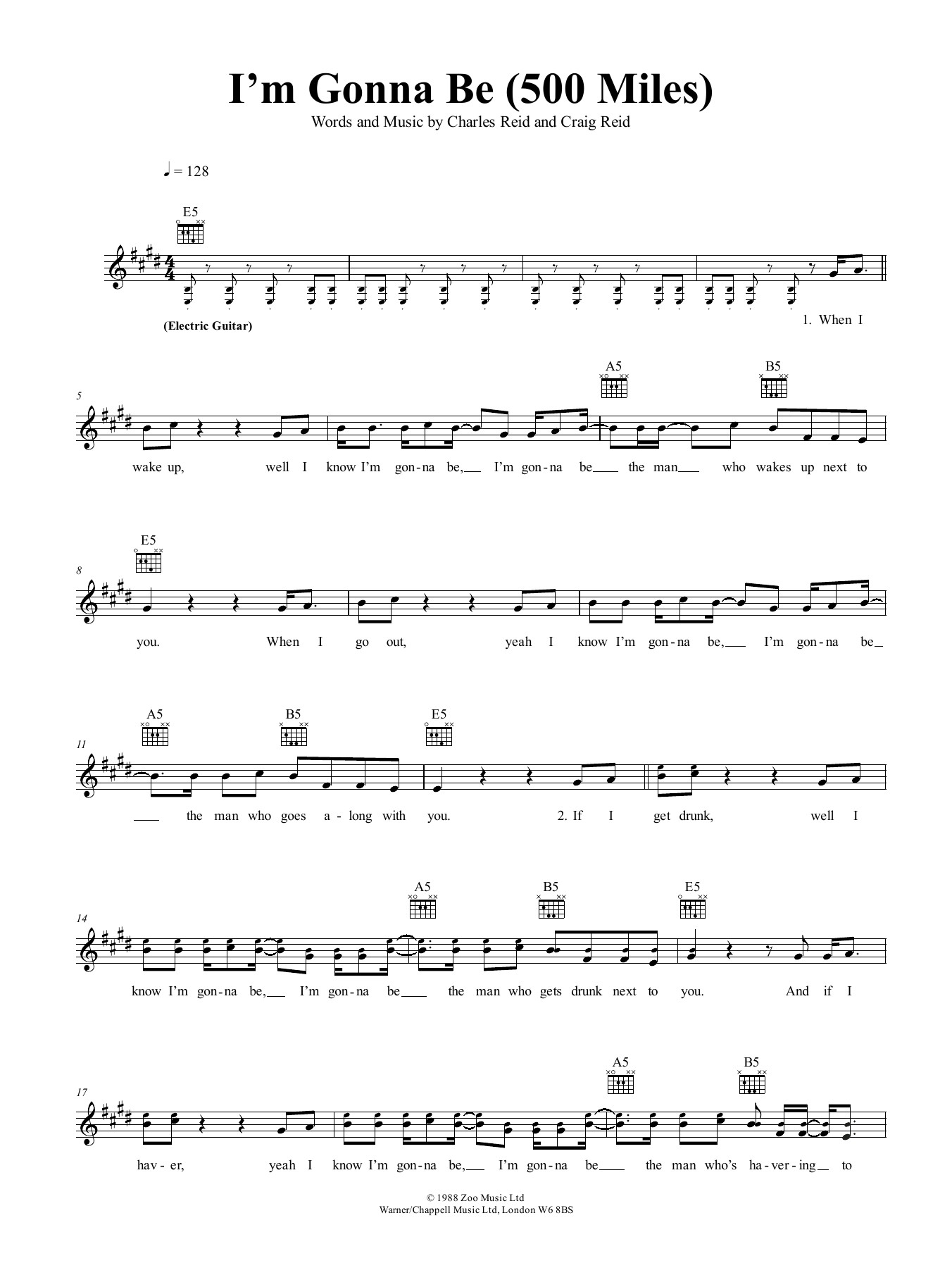 Download The Proclaimers I'm Gonna Be (500 Miles) Sheet Music and learn how to play Ukulele PDF digital score in minutes