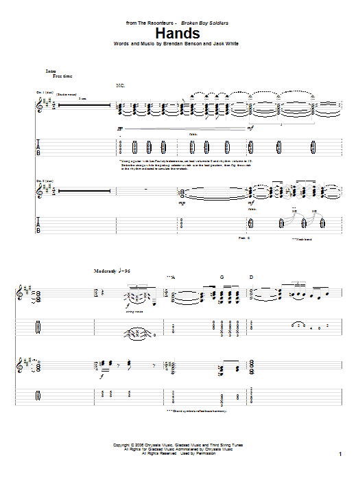 Download The Raconteurs Hands Sheet Music and learn how to play Lyrics & Chords PDF digital score in minutes