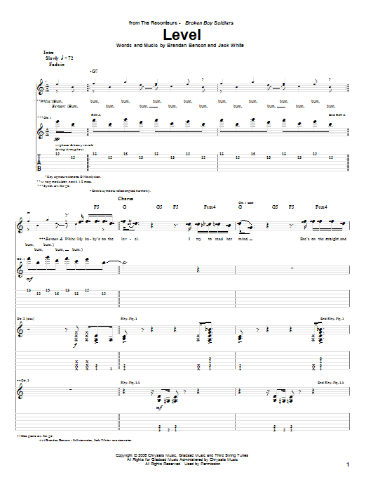 Download The Raconteurs Level Sheet Music and learn how to play Guitar Tab PDF digital score in minutes