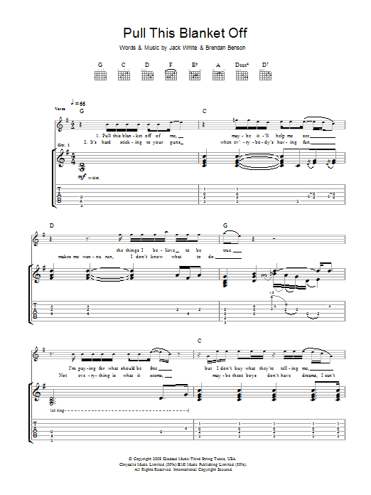 Download The Raconteurs Pull This Blanket Off Sheet Music and learn how to play Guitar Tab PDF digital score in minutes
