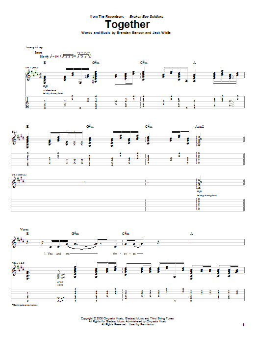 Download The Raconteurs Together Sheet Music and learn how to play Guitar Tab PDF digital score in minutes