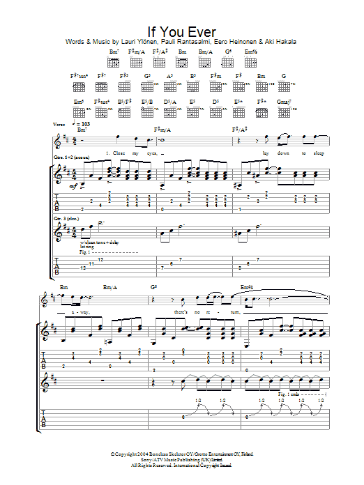 Download The Rasmus If You Ever Sheet Music and learn how to play Guitar Tab PDF digital score in minutes