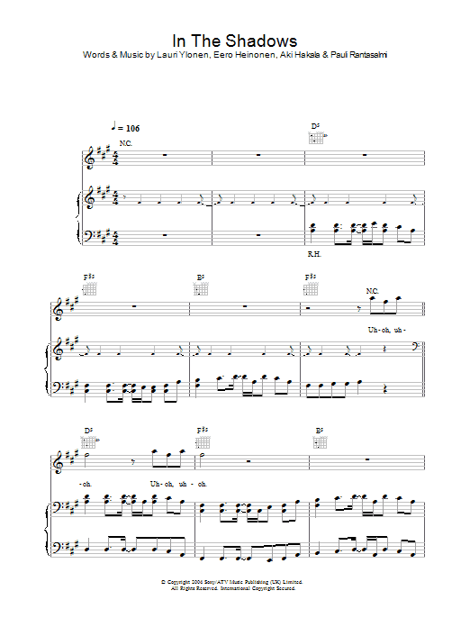 Download The Rasmus In The Shadows Sheet Music and learn how to play Guitar Tab PDF digital score in minutes