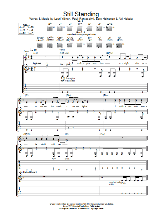 Download The Rasmus Still Standing Sheet Music and learn how to play Guitar Tab PDF digital score in minutes