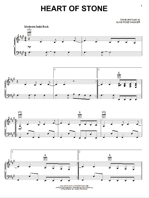 Download The Raveonettes Heart Of Stone Sheet Music and learn how to play Piano, Vocal & Guitar (Right-Hand Melody) PDF digital score in minutes