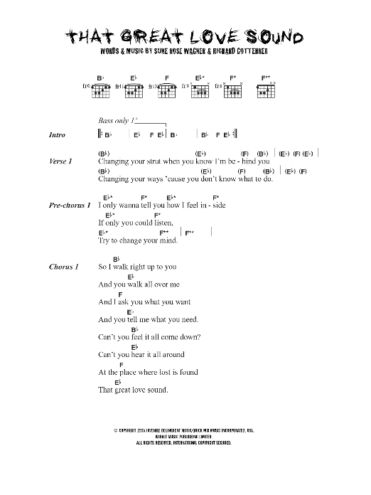 Download The Raveonettes That Great Love Sound Sheet Music and learn how to play Lyrics & Chords PDF digital score in minutes