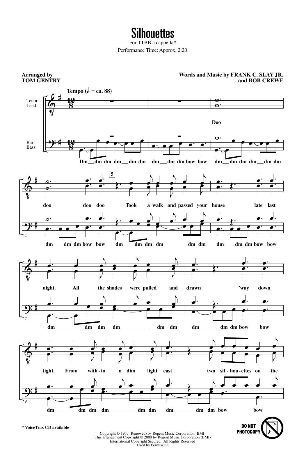 Download The Rays Silhouettes (arr. Tom Gentry) Sheet Music and learn how to play TTBB Choir PDF digital score in minutes