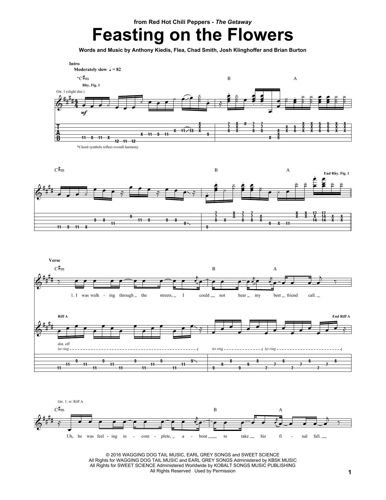 Download Red Hot Chili Peppers Feasting On The Flowers Sheet Music and learn how to play Guitar Tab PDF digital score in minutes