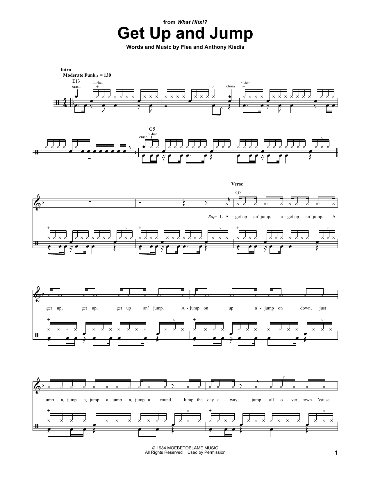 Download Red Hot Chili Peppers Get Up And Jump Sheet Music and learn how to play Drums Transcription PDF digital score in minutes