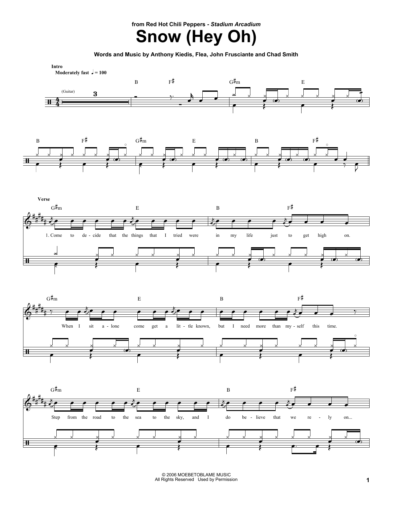 Download Red Hot Chili Peppers Snow (Hey Oh) Sheet Music and learn how to play Guitar Tab PDF digital score in minutes