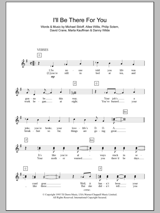 Download The Rembrandts I'll Be There For You (theme from Friends) Sheet Music and learn how to play Keyboard PDF digital score in minutes