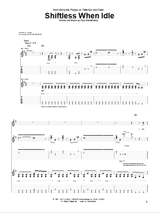 Download The Replacements Shiftless When Idle Sheet Music and learn how to play Guitar Tab PDF digital score in minutes
