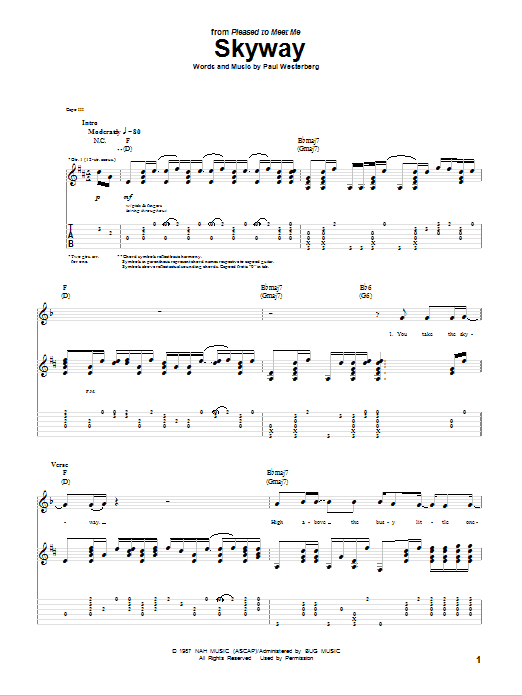 Download The Replacements Skyway Sheet Music and learn how to play Guitar Tab PDF digital score in minutes