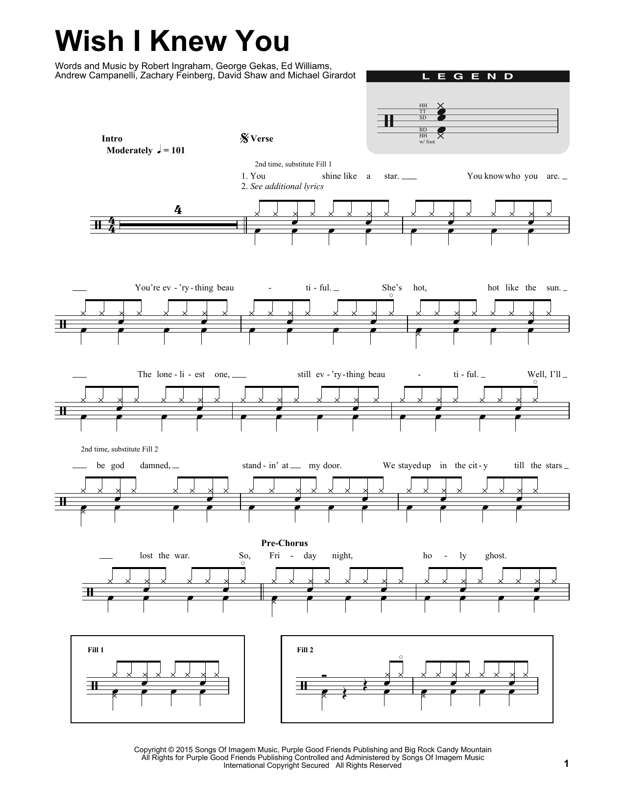 Download The Revivalists Wish I Knew You Sheet Music and learn how to play Drums Transcription PDF digital score in minutes
