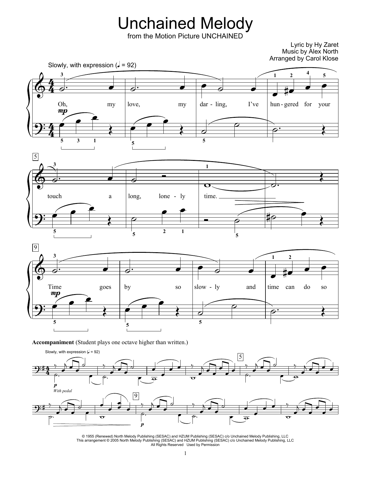 Download The Righteous Brothers Unchained Melody Sheet Music and learn how to play Easy Piano PDF digital score in minutes