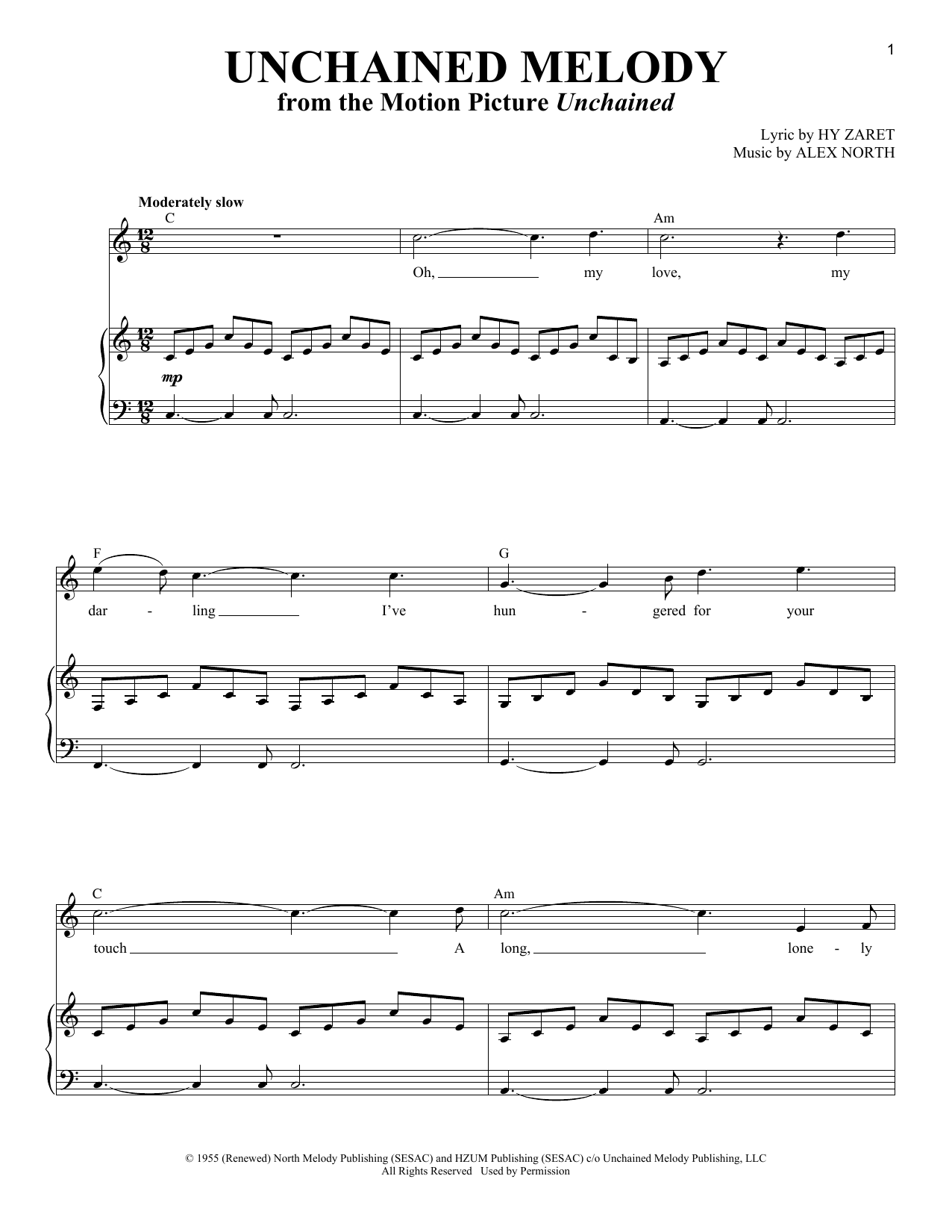 Download The Righteous Brothers Unchained Melody (from Unchained) Sheet Music and learn how to play Piano & Vocal PDF digital score in minutes