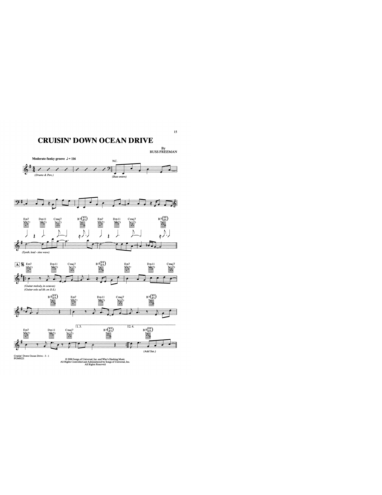 Download The Rippingtons Cruisin' Down Ocean Drive Sheet Music and learn how to play Solo Guitar PDF digital score in minutes