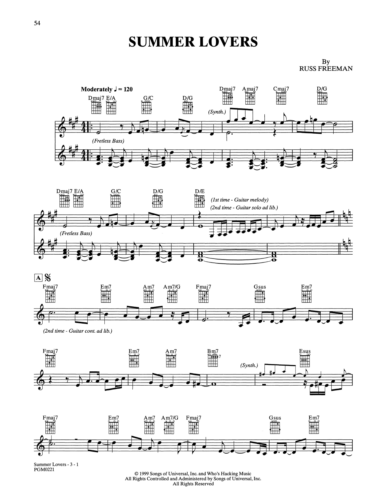 Download The Rippingtons Summer Lovers Sheet Music and learn how to play Solo Guitar PDF digital score in minutes