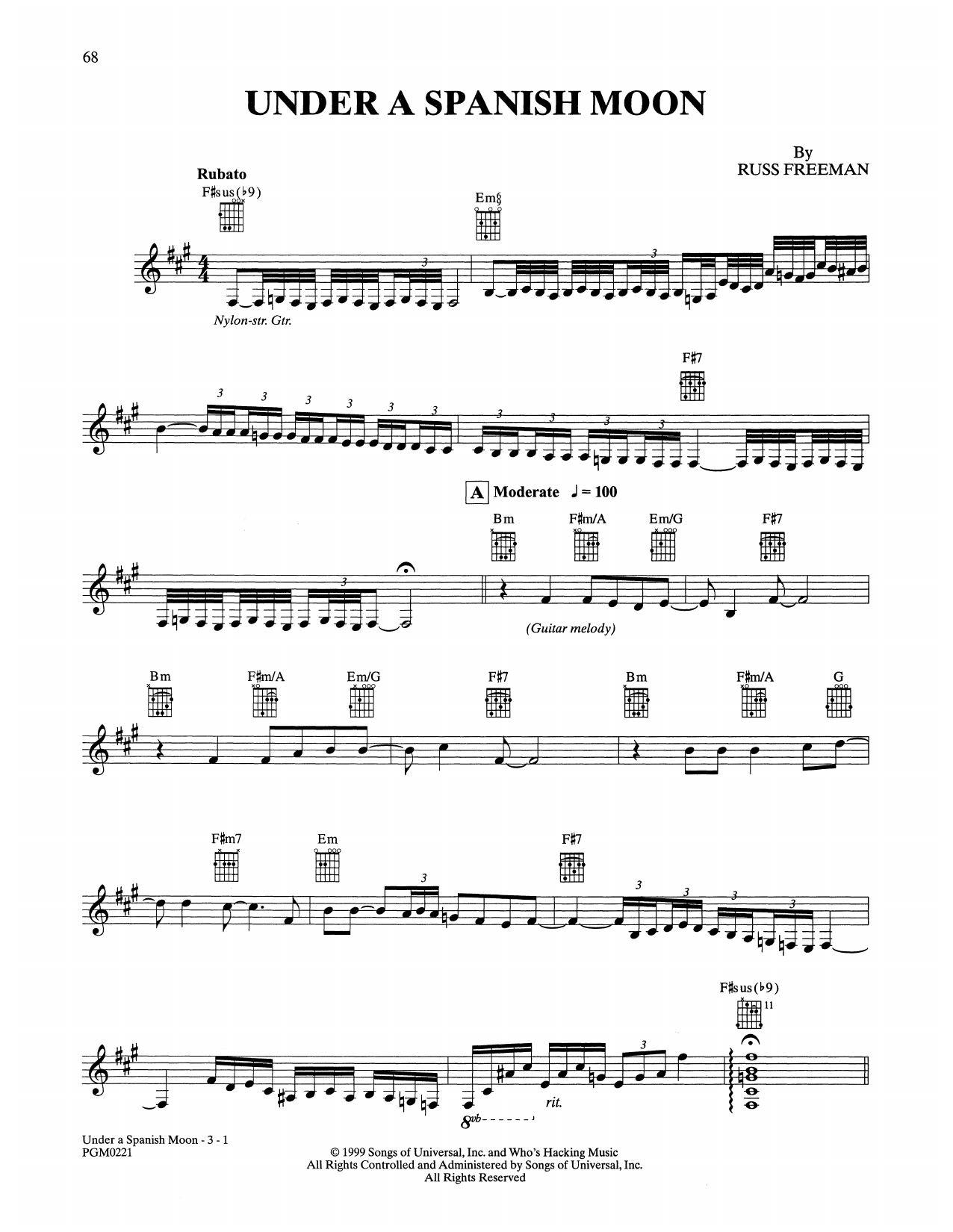 Download The Rippingtons Under A Spanish Moon Sheet Music and learn how to play Solo Guitar PDF digital score in minutes