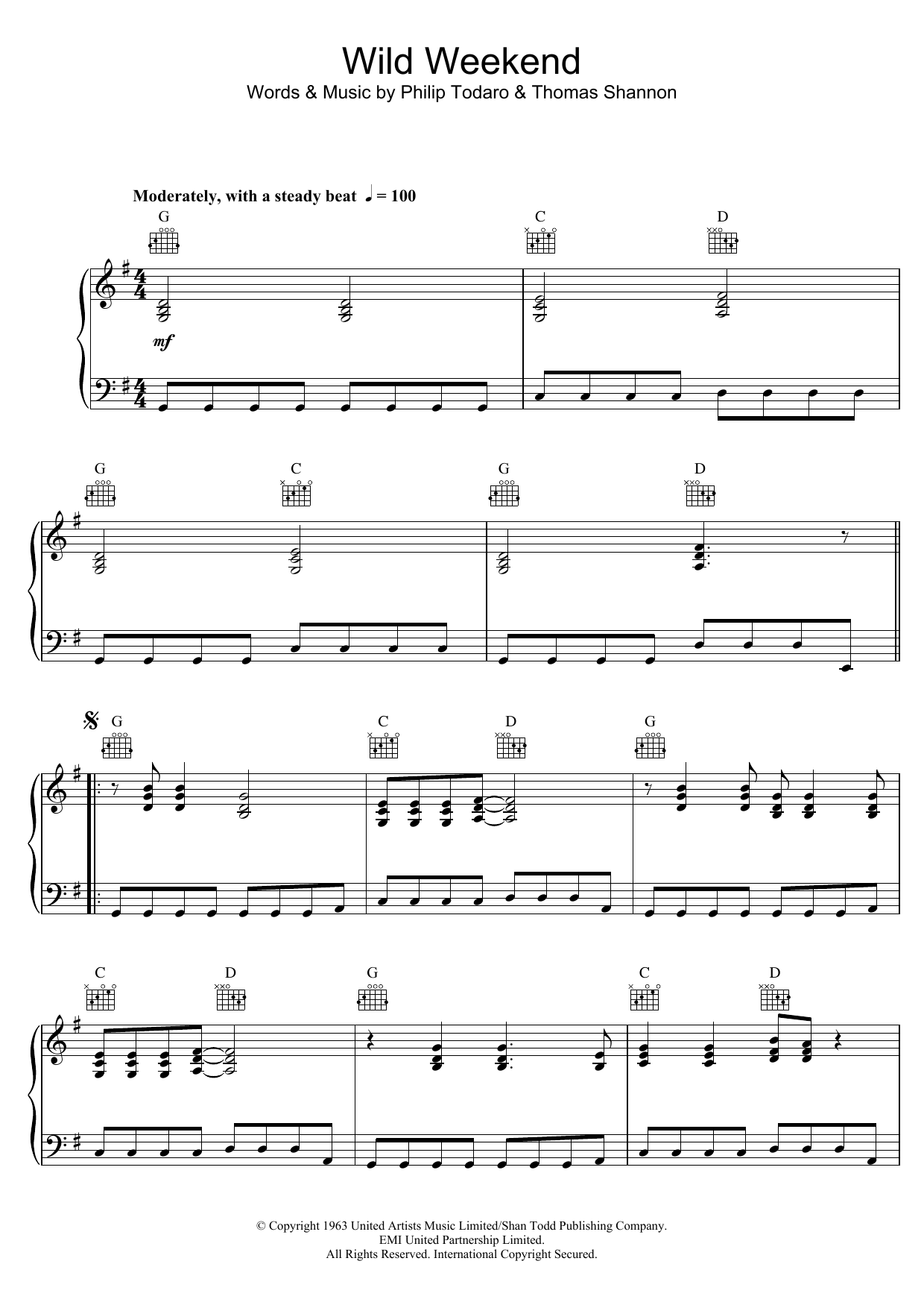 Download The Rockin Rebels Wild Weekend Sheet Music and learn how to play Piano & Guitar PDF digital score in minutes