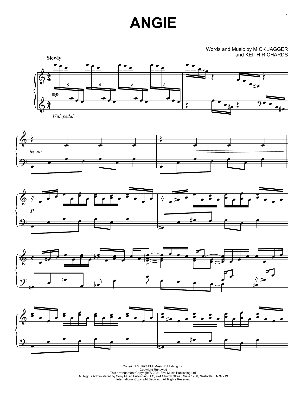 Download The Rolling Stones Angie [Classical version] (arr. David Pearl) Sheet Music and learn how to play Piano Solo PDF digital score in minutes