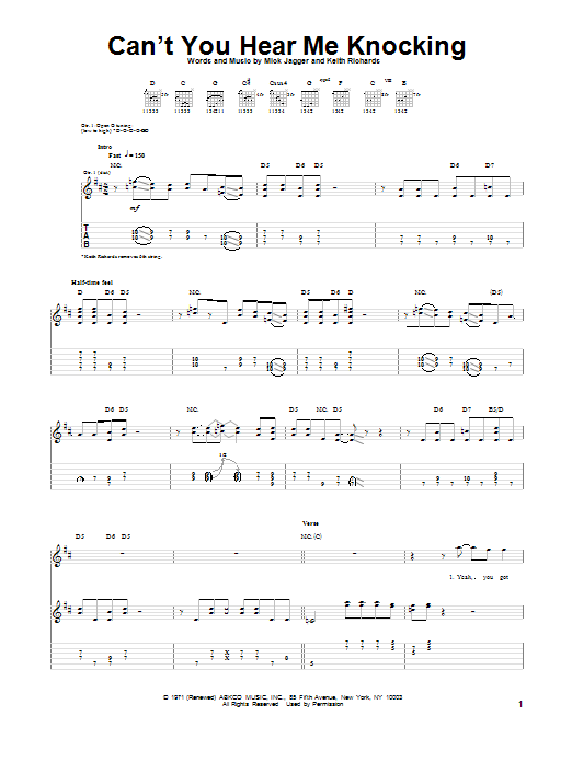 Download The Rolling Stones Can't You Hear Me Knocking Sheet Music and learn how to play Guitar Chords/Lyrics PDF digital score in minutes