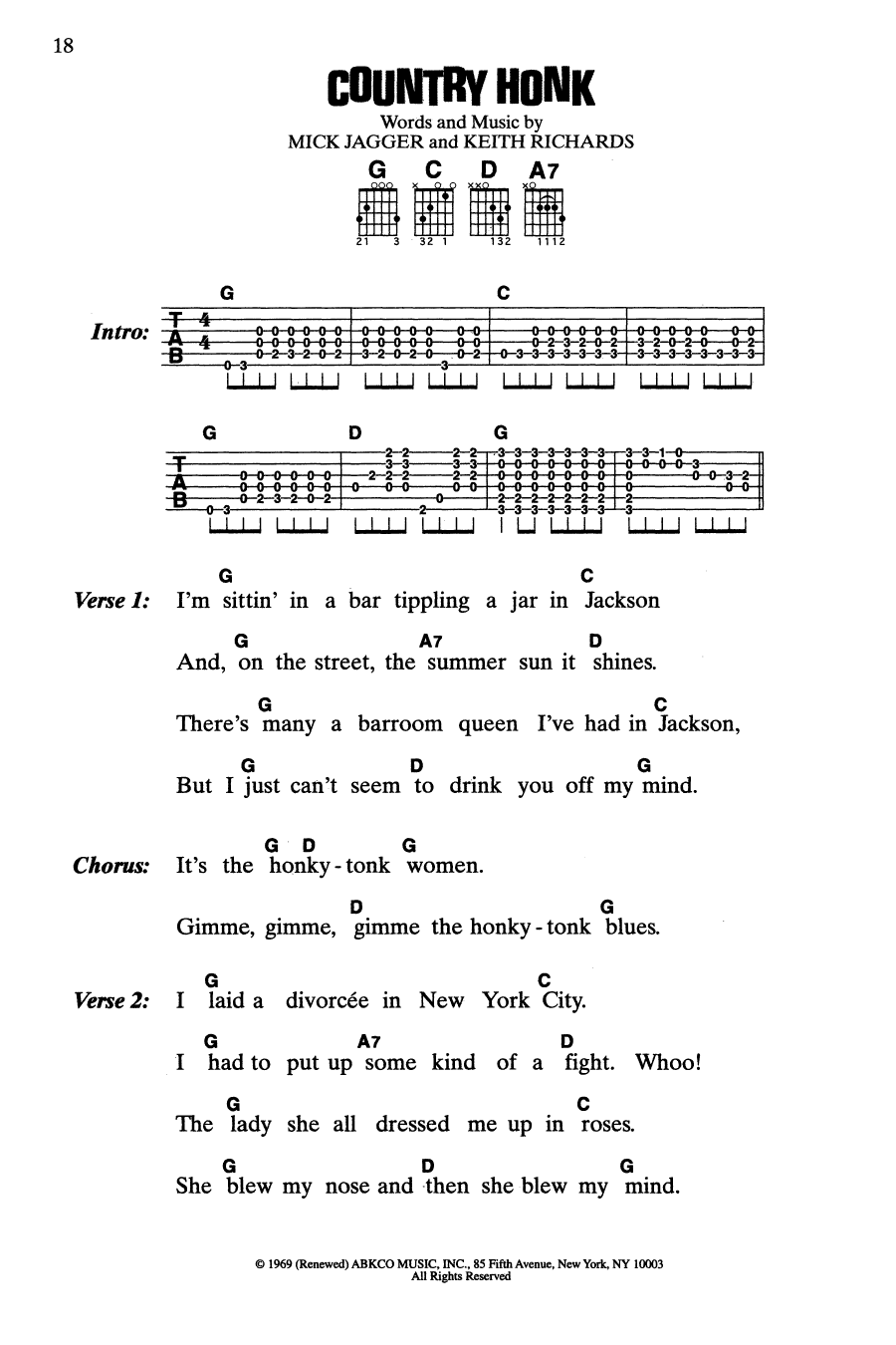 Download The Rolling Stones Country Honk Sheet Music and learn how to play Guitar Chords/Lyrics PDF digital score in minutes